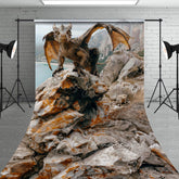 Lofaris Coast Rocks Welsh Dragon Natural Scene Sweep Backdrop